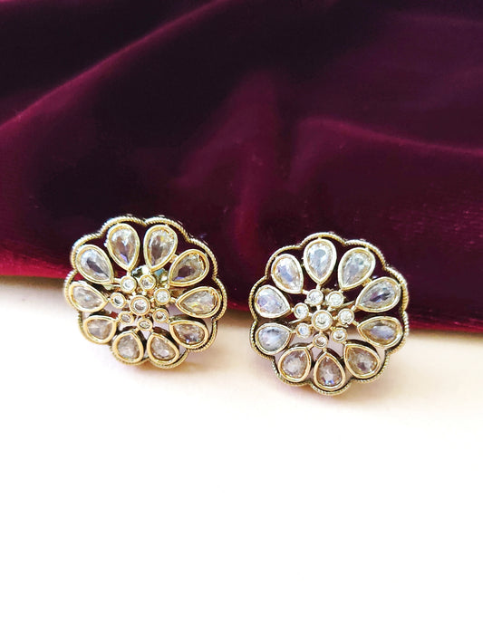 Kundan studs earrings in Victorian polish