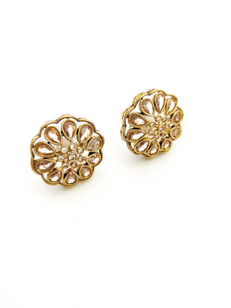 Kundan studs earrings in Victorian polish