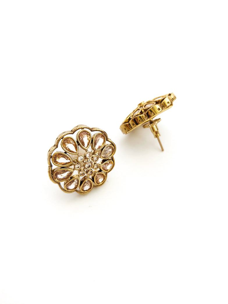 Kundan studs earrings in Victorian polish
