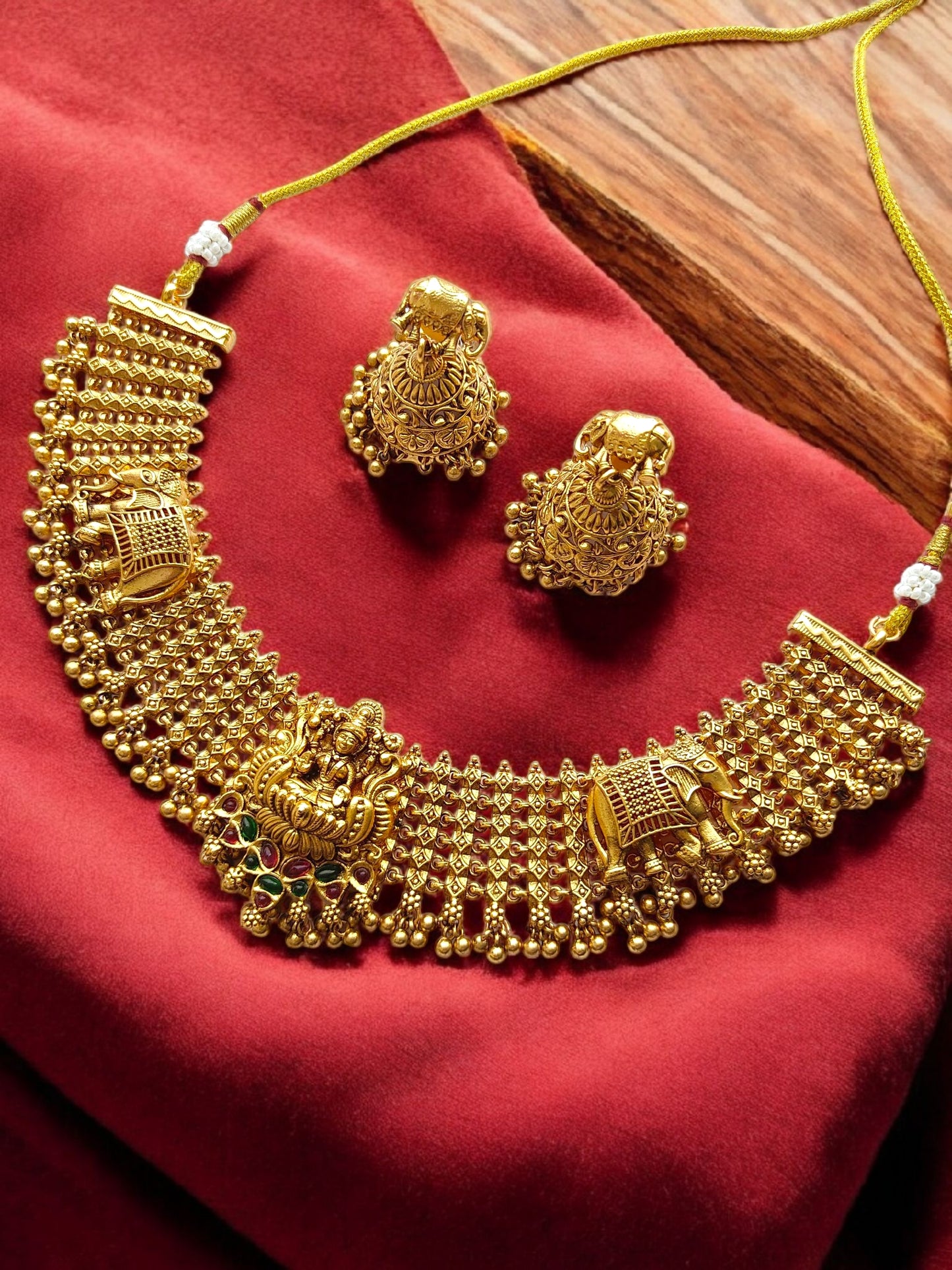 antique gold ganesh chaturthi jewellery set online