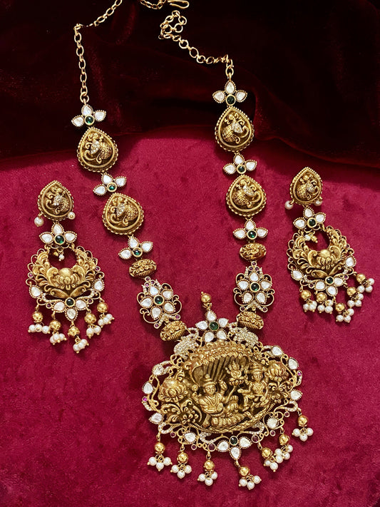 Temple Jewellery Set with God Vishnu Pendant