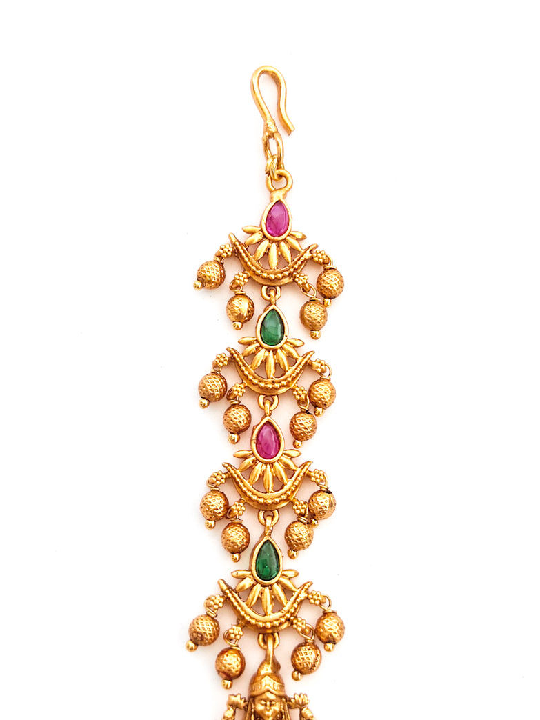 Temple Jewellery Maangtikka with Goddess Lakshmi