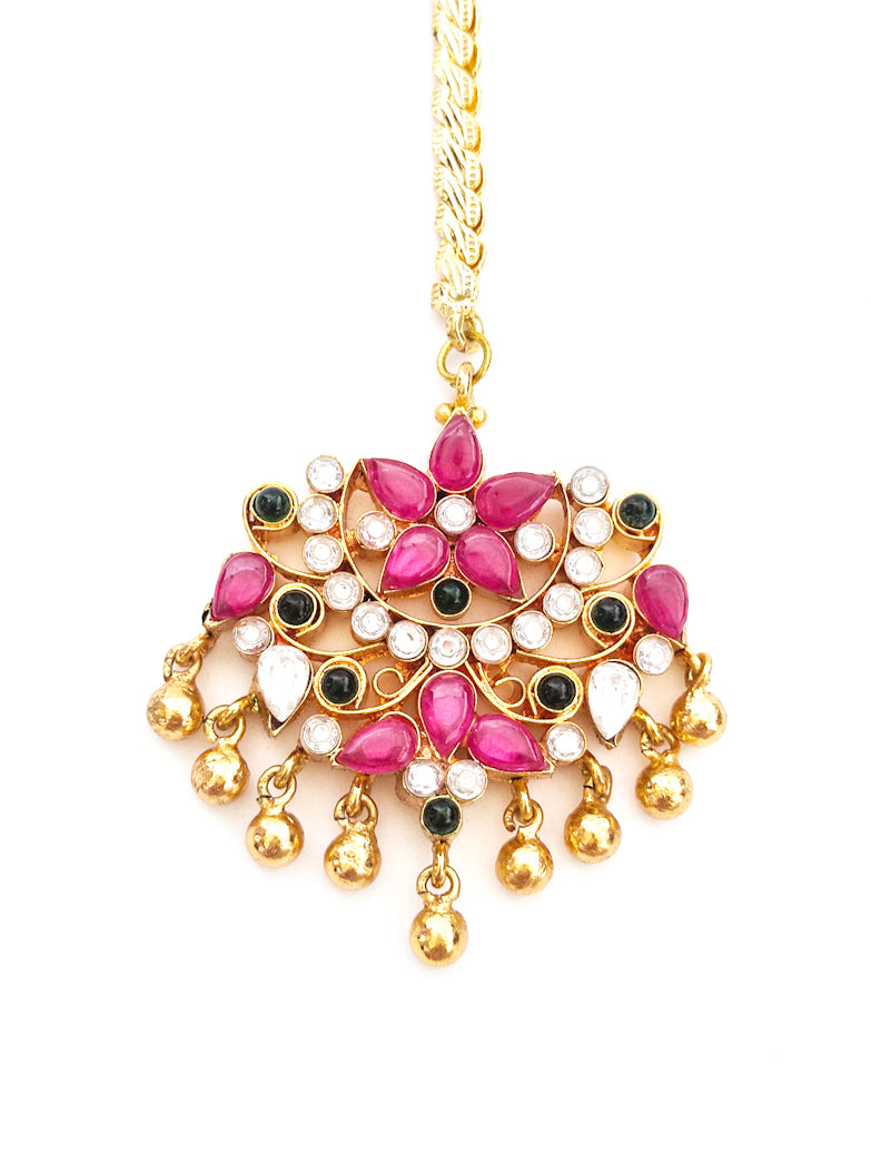 Gold-plated Kundan Stone Studded Jadau Maangtikka