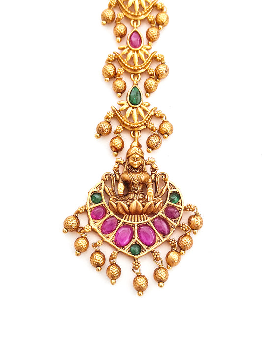 Temple Jewellery Maangtikka with Goddess Lakshmi