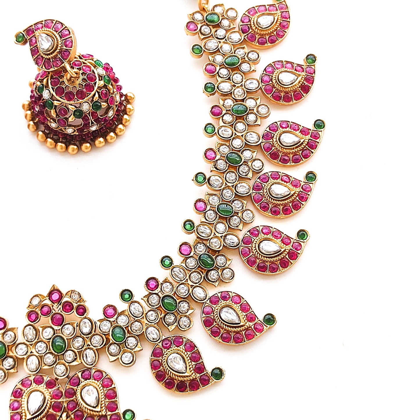 red green mango necklace set
