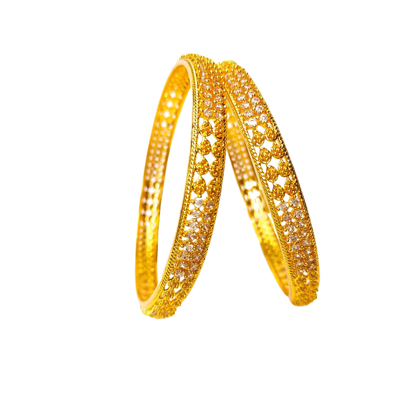 Buy Gold Plated Bangles with white stones Online