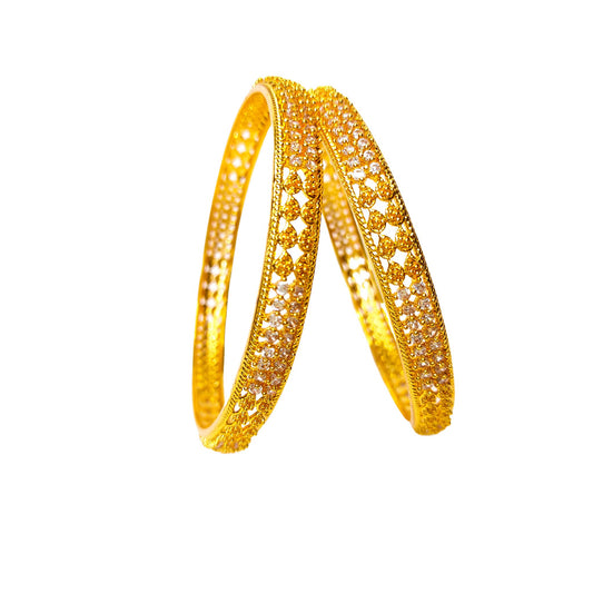 Buy Gold Plated Bangles with white stones Online