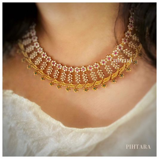 white stone american diamond necklace