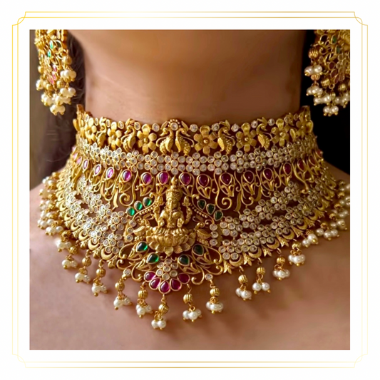 antique bridal choker set temple jewellery