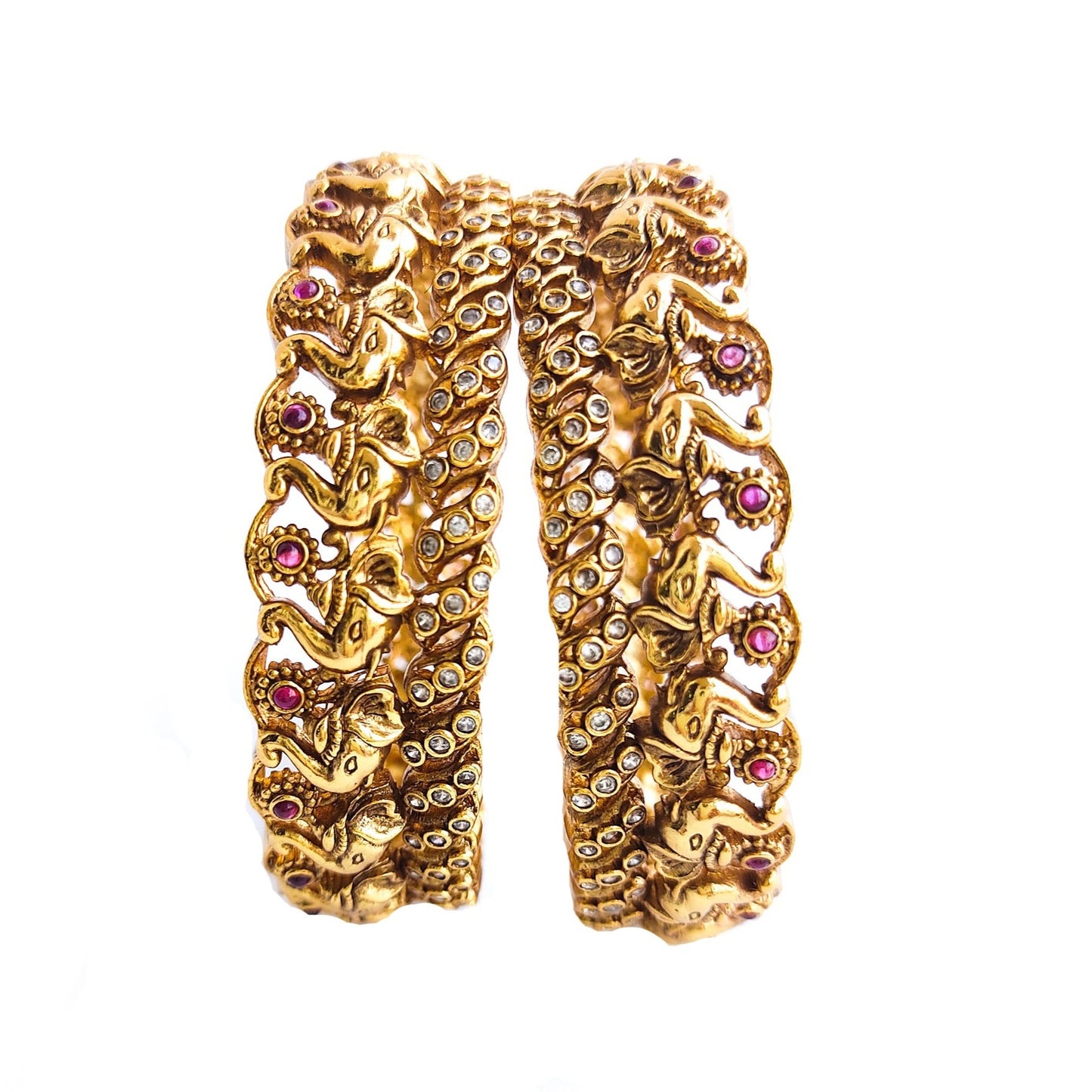 gold plated broad bridal kada bangles