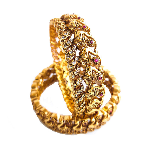 gold plated broad bridal kada bangles