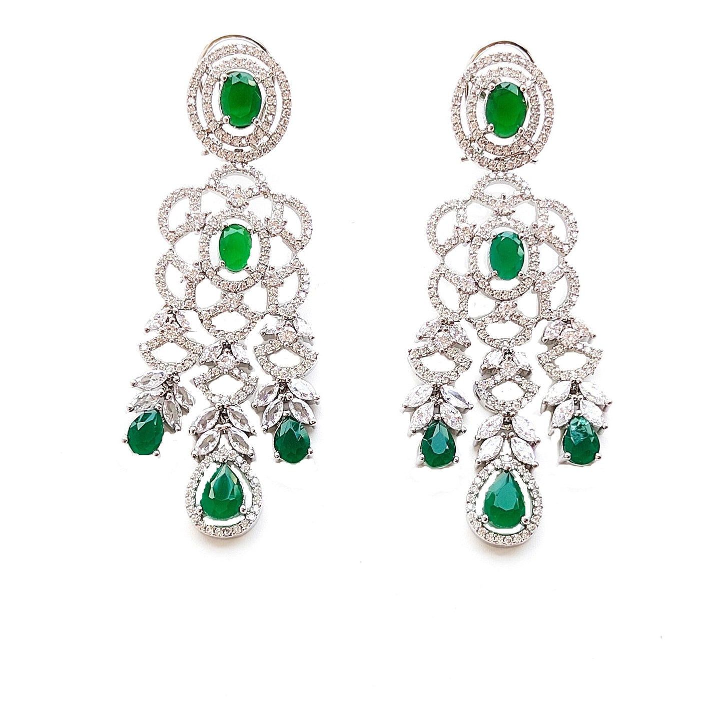 artificial green emerald diamond necklace set for wedding