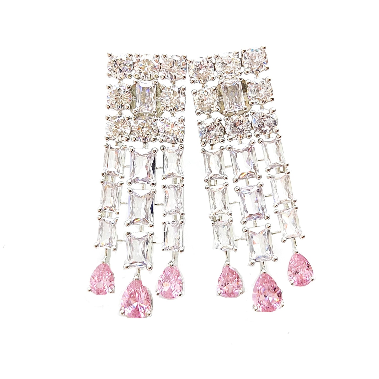 artificial diamond necklace with pink stones