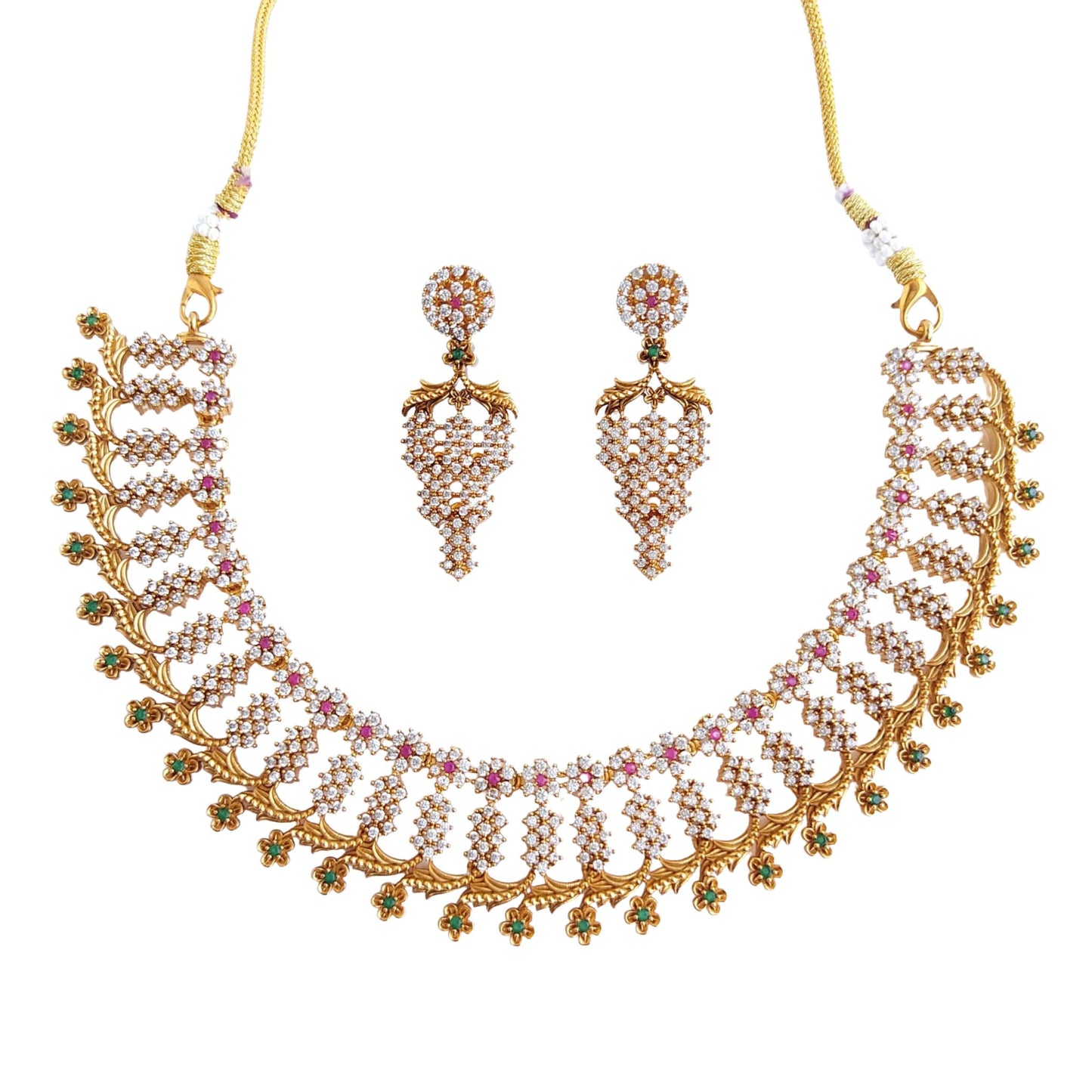 white stone american diamond necklace set