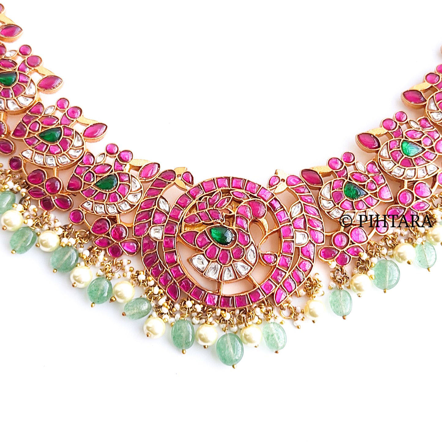 jadau kundan necklace with green beads