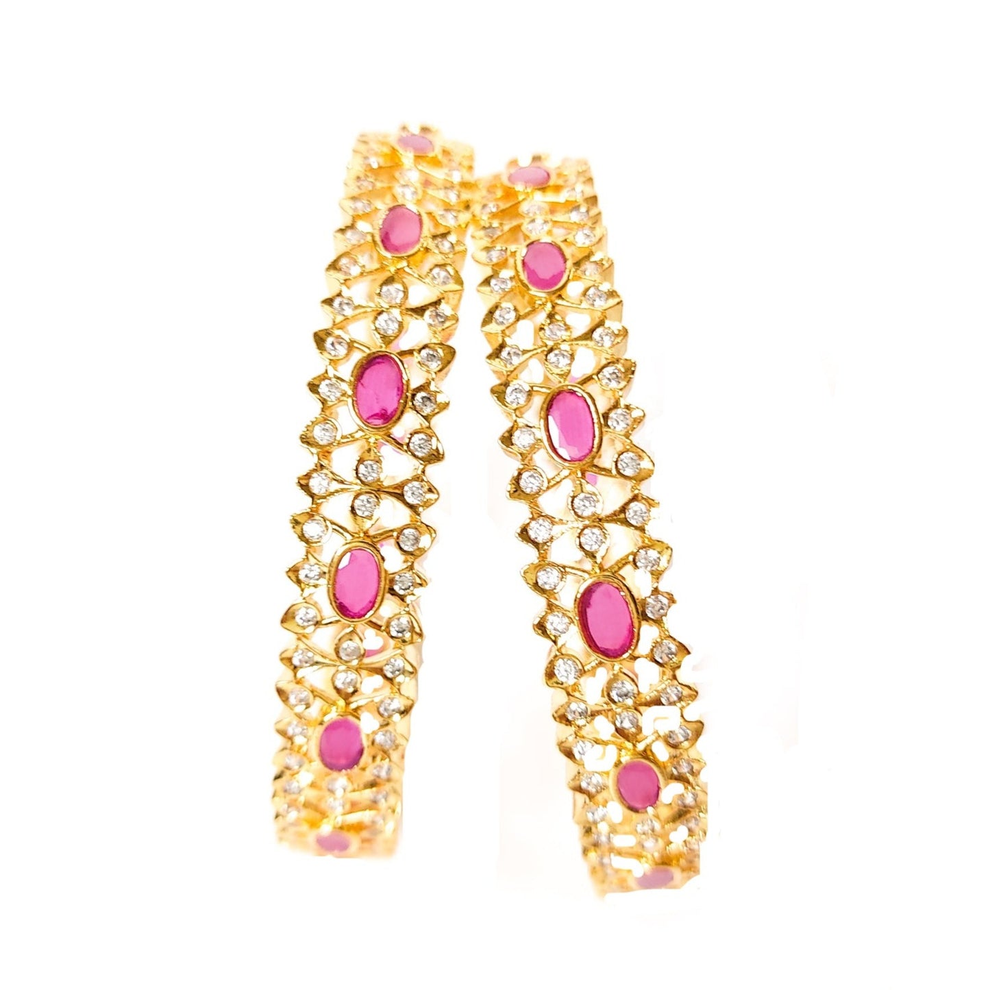 American Diamond Zircon Bangles with ruby stones