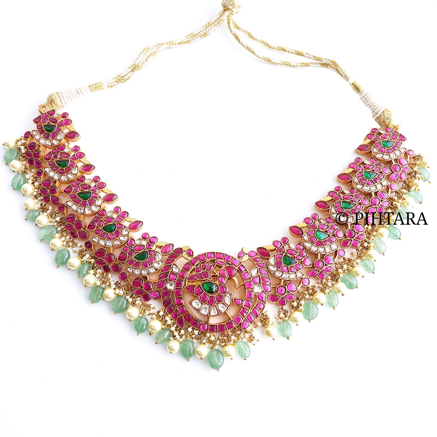 jadau kundan necklace with green beads