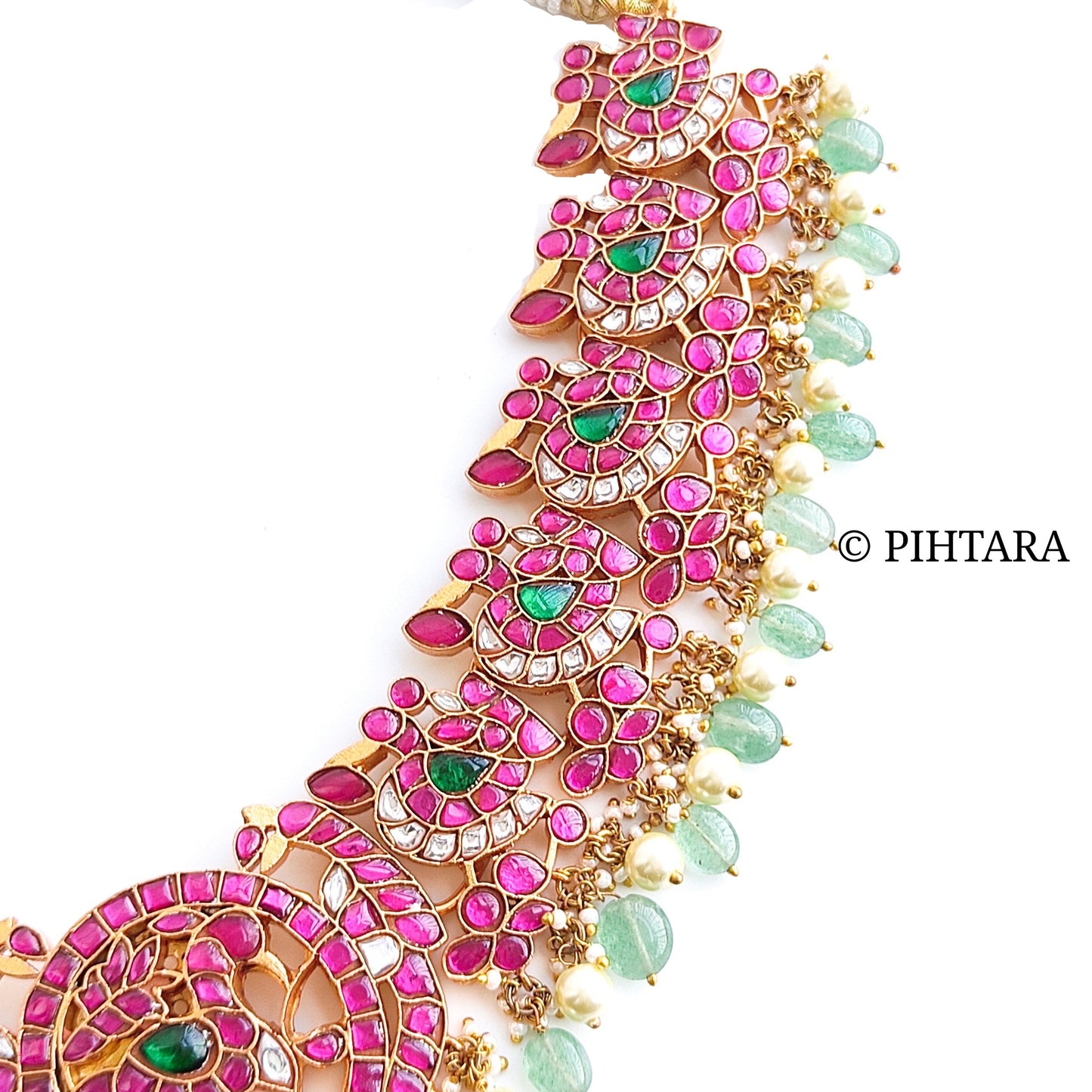 jadau kundan necklace with green beads