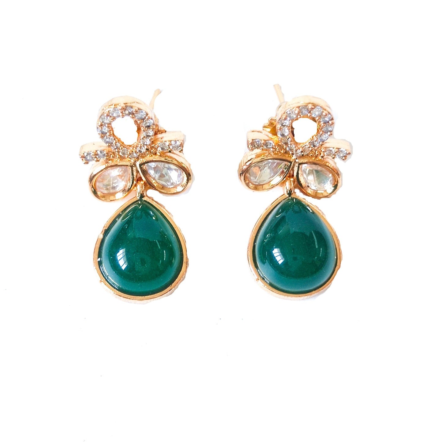 green stone kundan necklace online