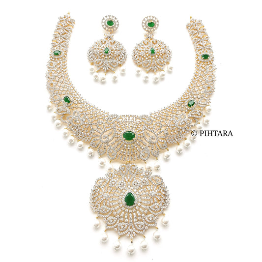 white stone bridal necklace set