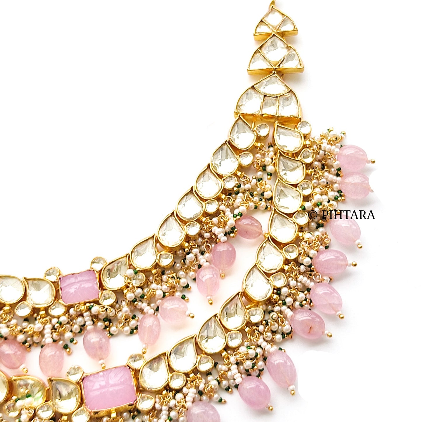 jadau kundan necklace with light pink beads