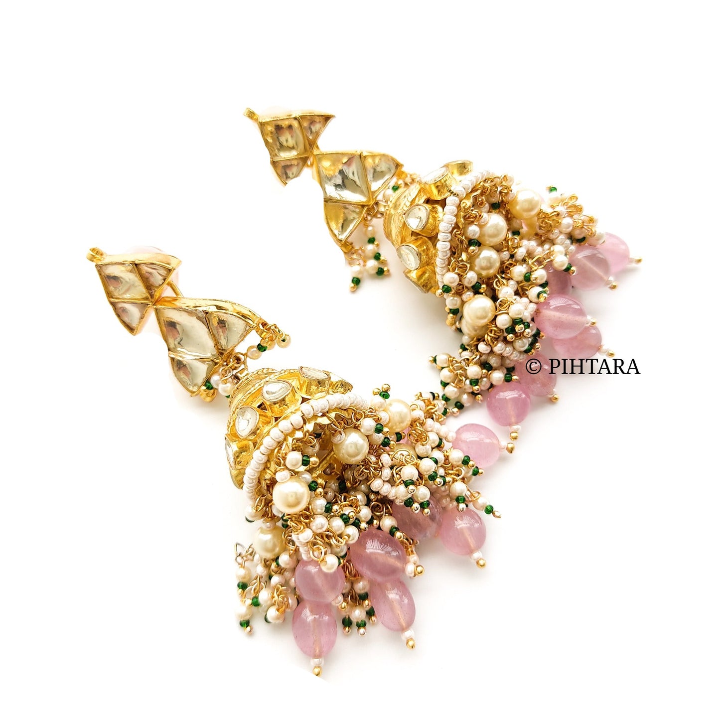 jadau kundan necklace with light pink beads