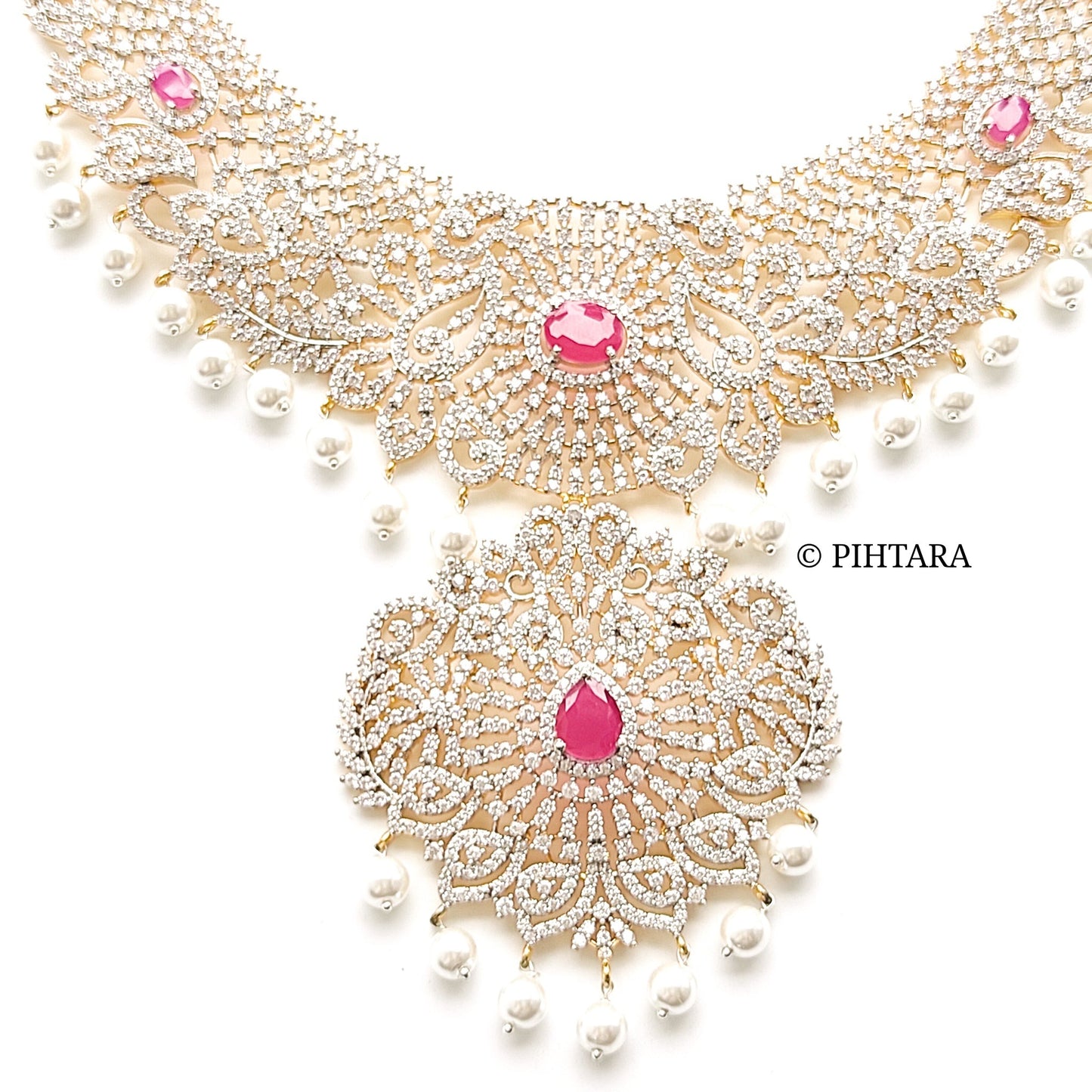 white stone bridal necklace set