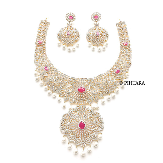 white stone bridal necklace set