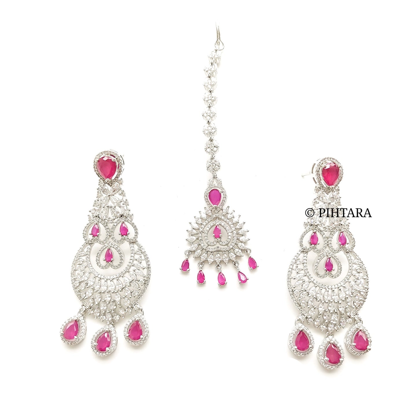 white stones bridal diamond choker set with ruby stones