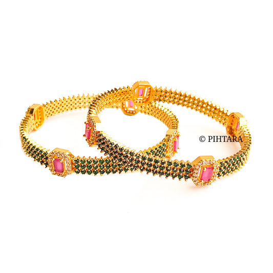 green stone bangles