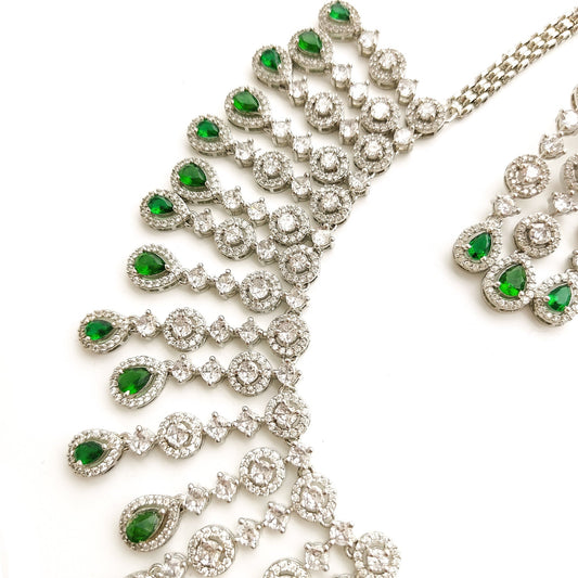 emerald green diamond necklace set