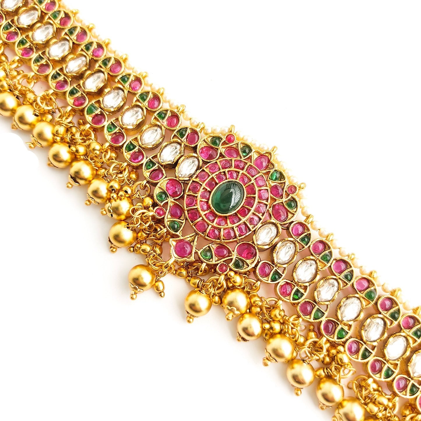 Gold plated kemp stone choker set