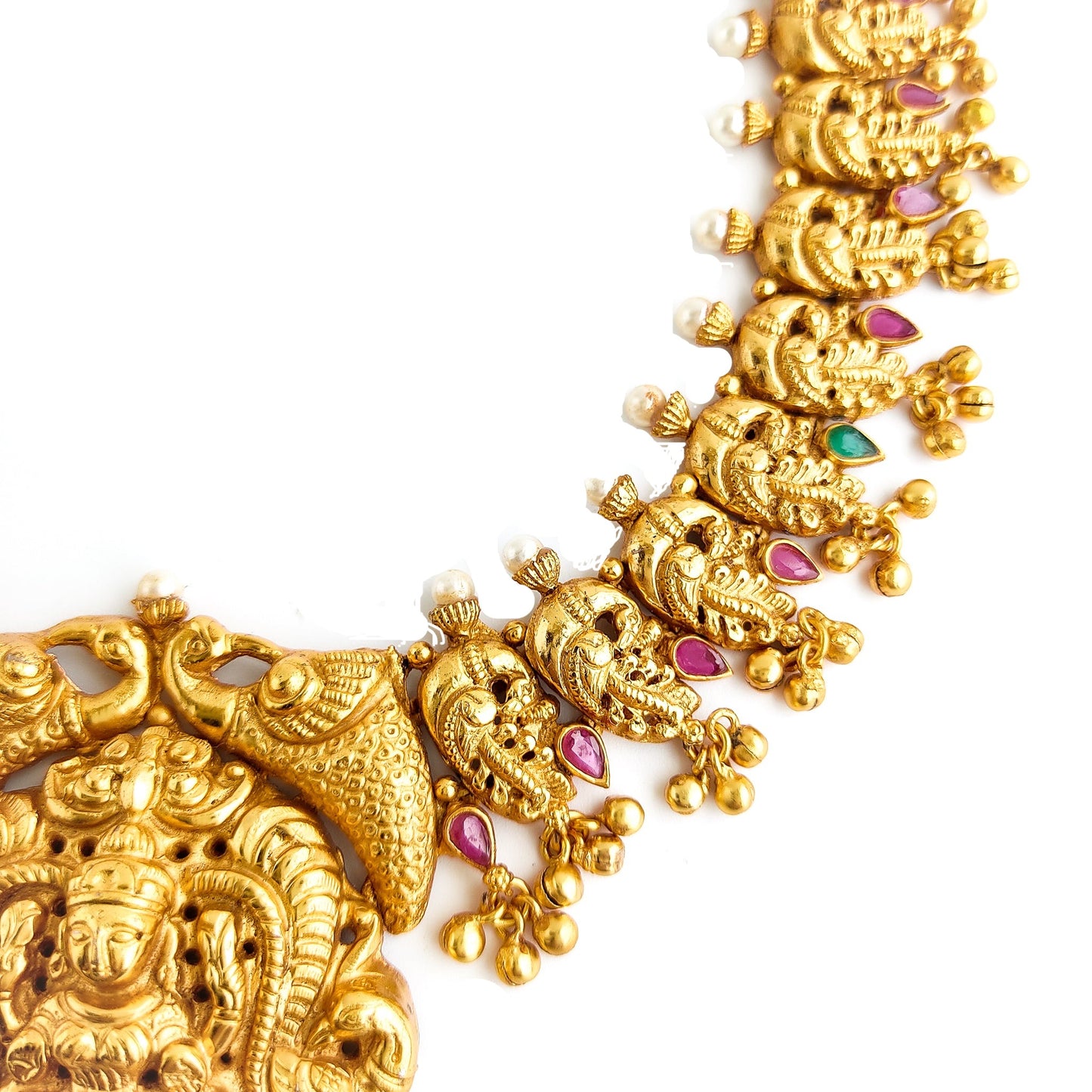 Gold necklace with lakshmi pendant