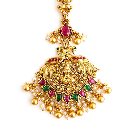 Antique maang tikka with lakshmi for south Indian brides and wedding jewellery