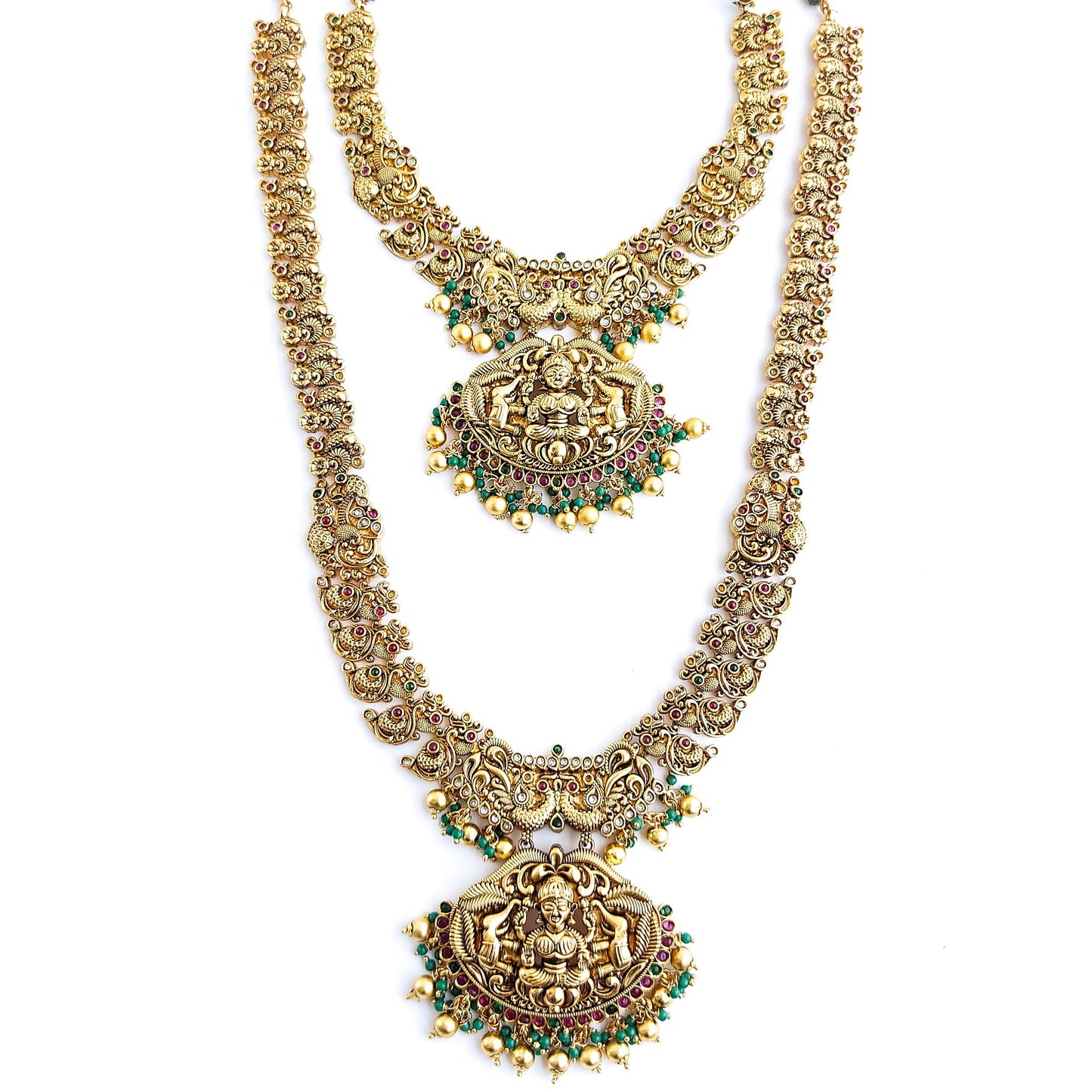 Antique haar set with green beads