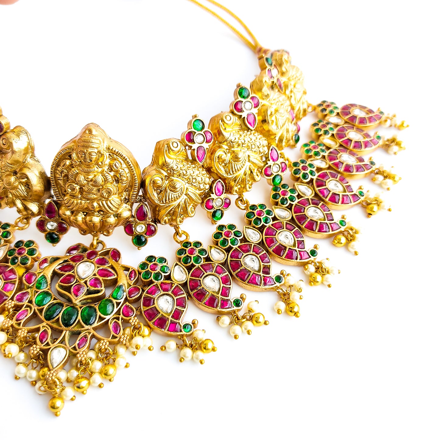 Antique bridal choker with kundan stones in mango design
