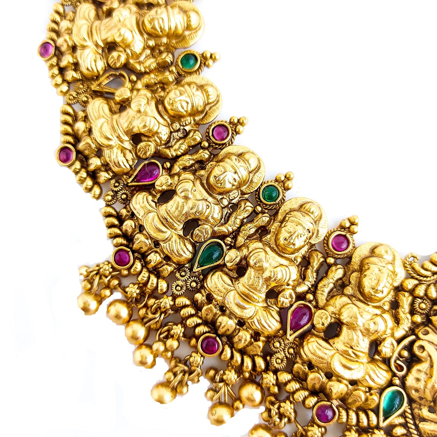 Antique gold lakshmi necklace set. Temple jewellery,