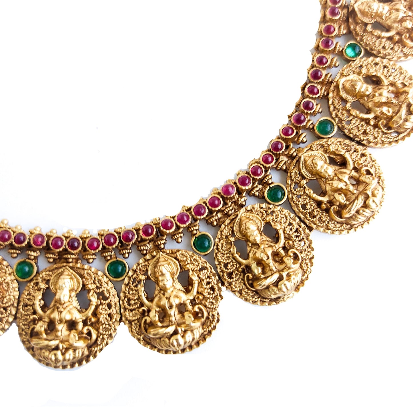 Antique coin necklace with lakshmi motifs