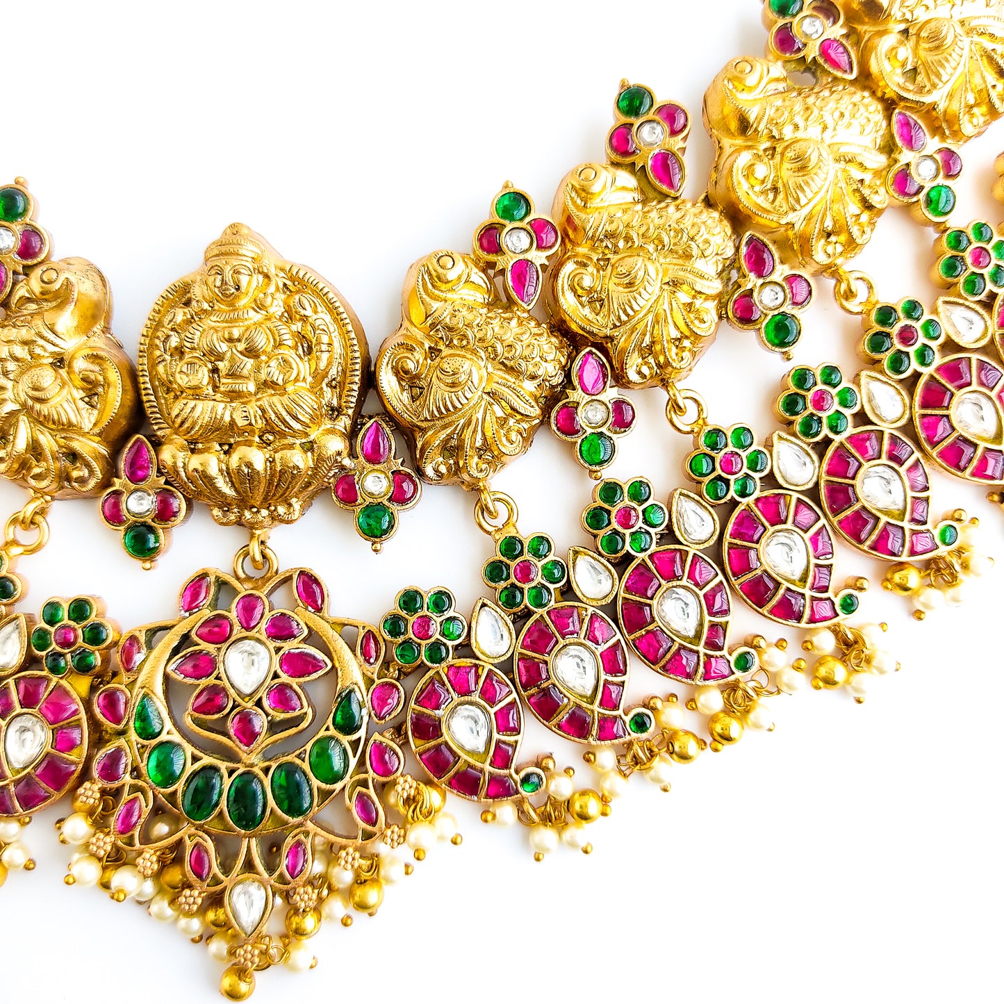 Antique bridal choker with kundan stones in mango design