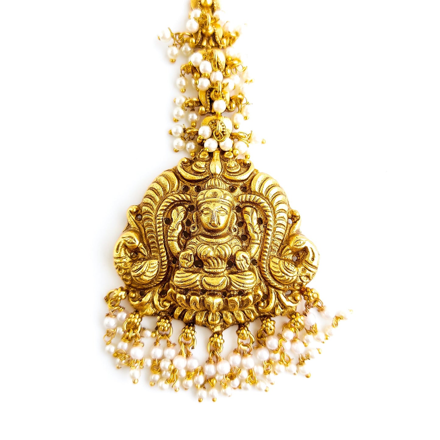 Antique maang tikka with lakshmi for south Indian brides and wedding jewellery