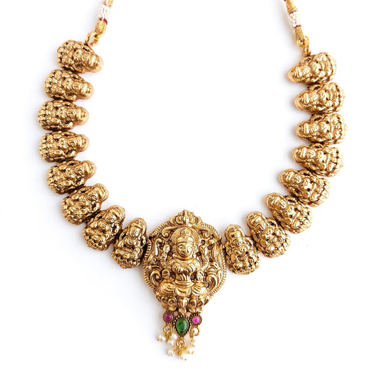 Antique gold nakshi necklace set