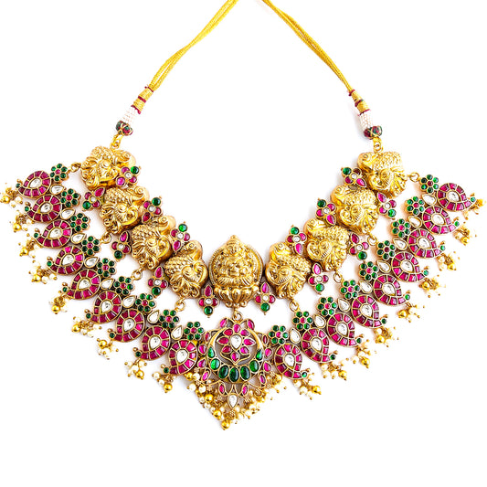 Antique bridal choker with kundan stones in mango design