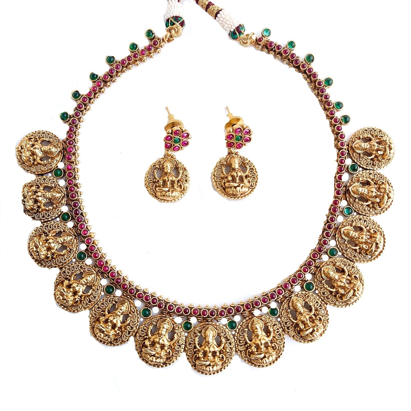 Antique coin necklace with lakshmi motifs