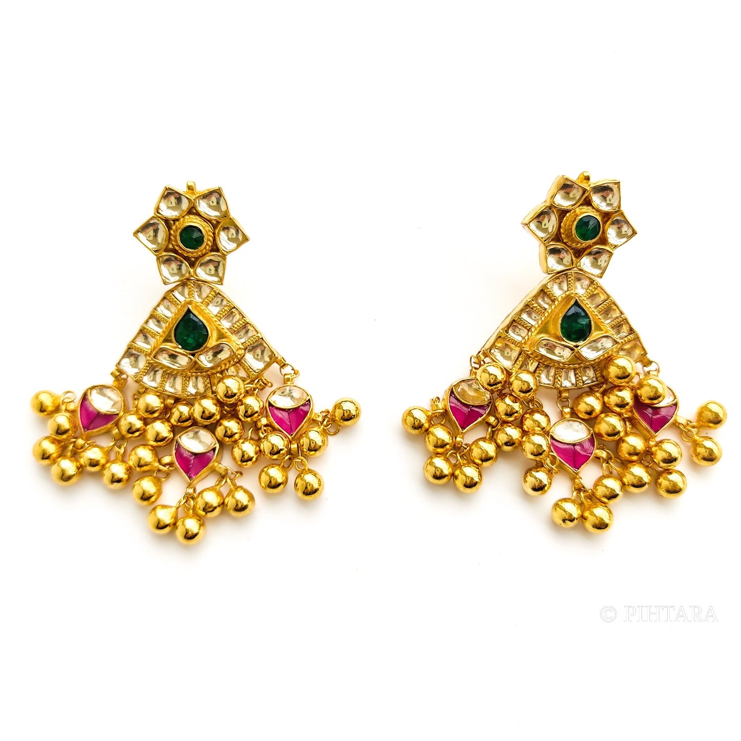 jadau kundan necklace set with gold beads