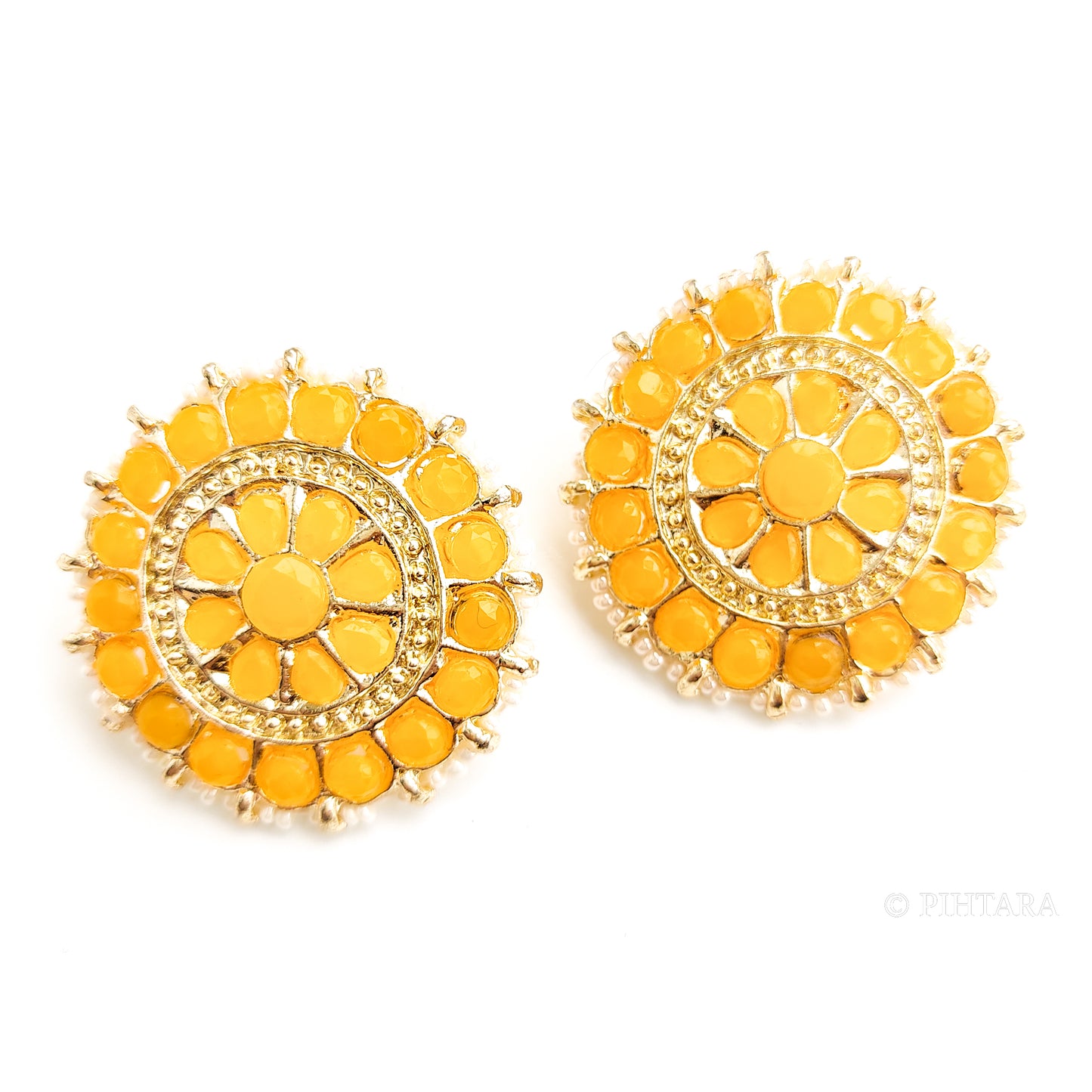 Haldi yellow choker with matching studs