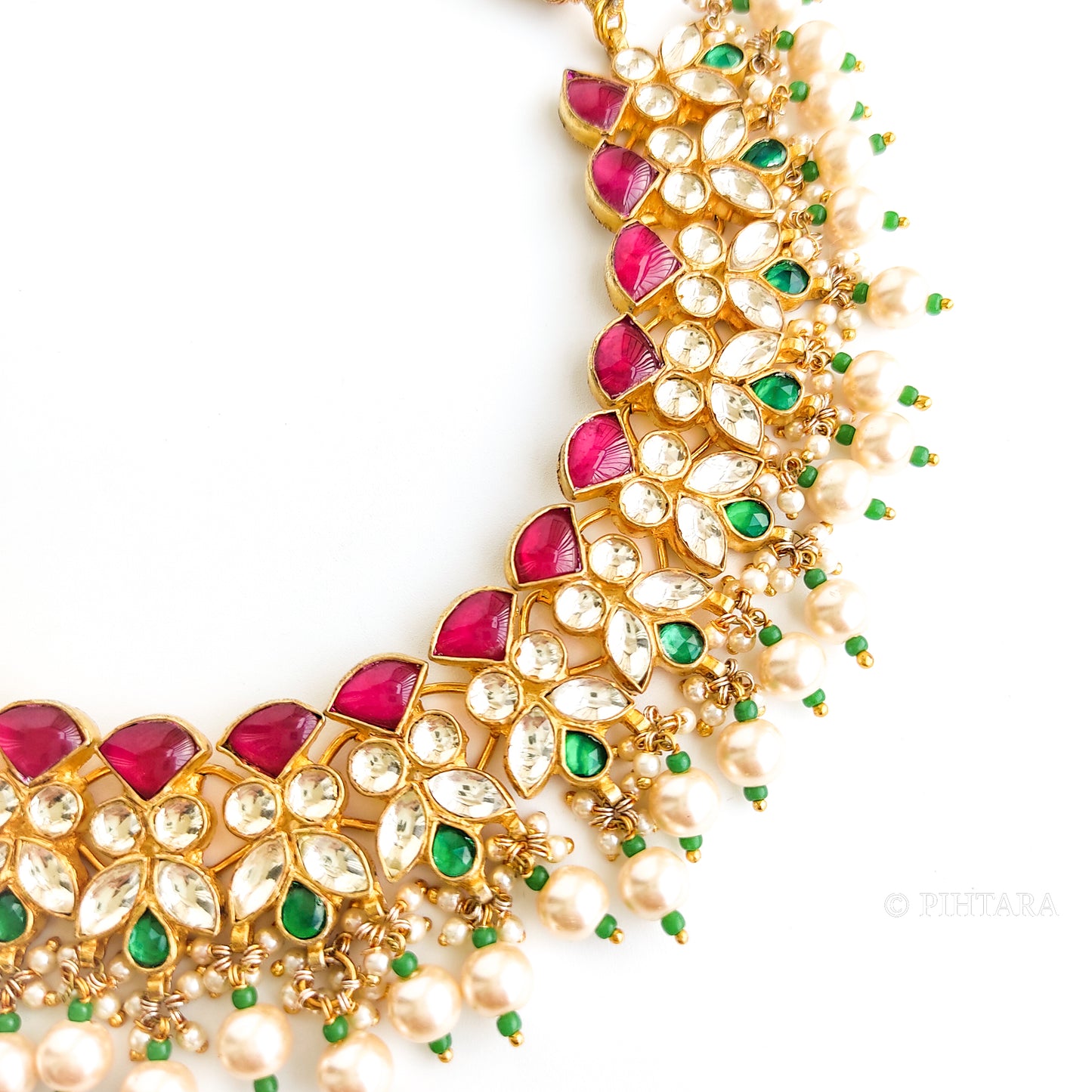 jadau kundan necklace set with pearls