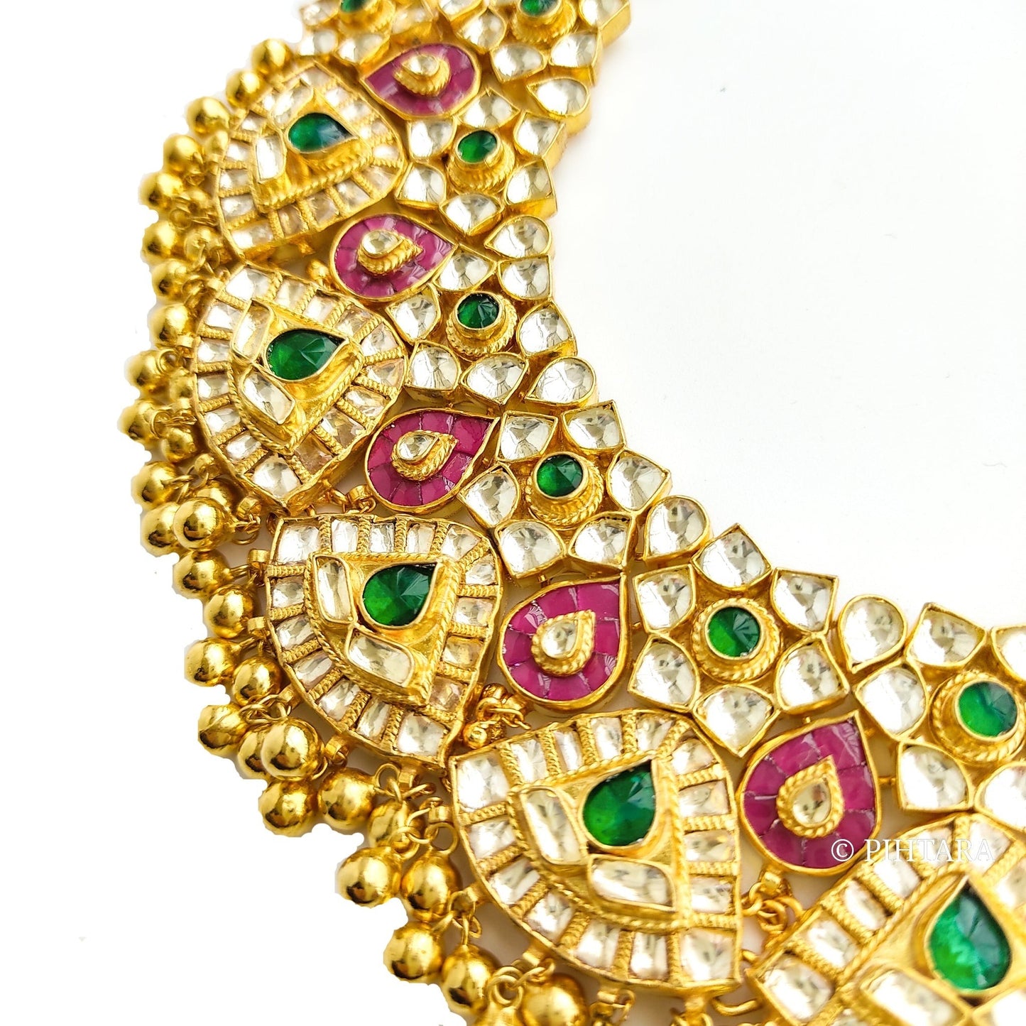 jadau kundan necklace set with gold beads