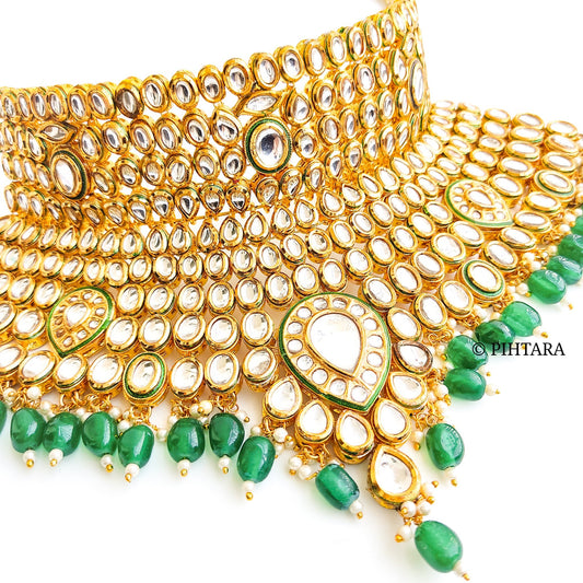 Bridal kundan necklace set with tikka