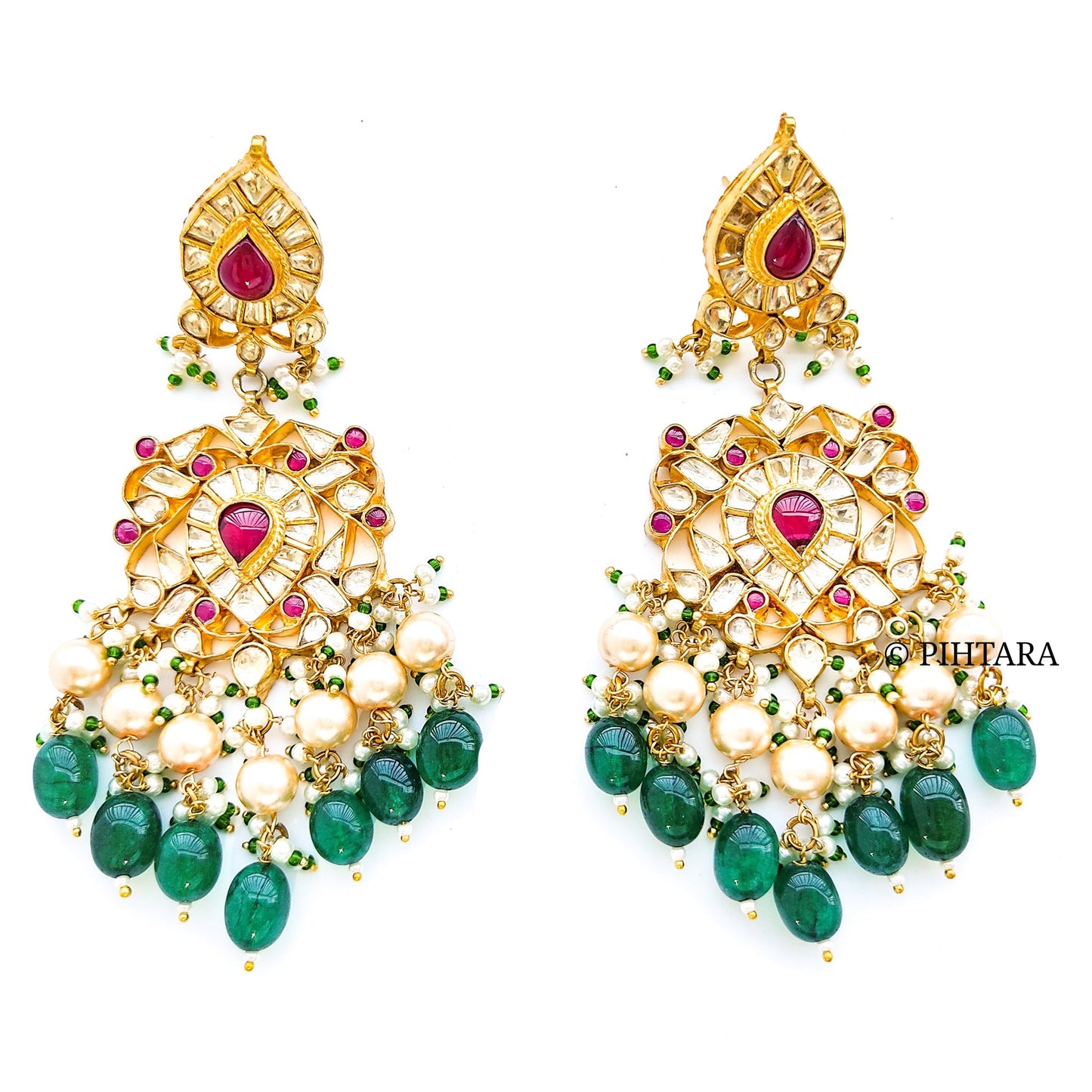 Jadau kundan necklace set with green beads
