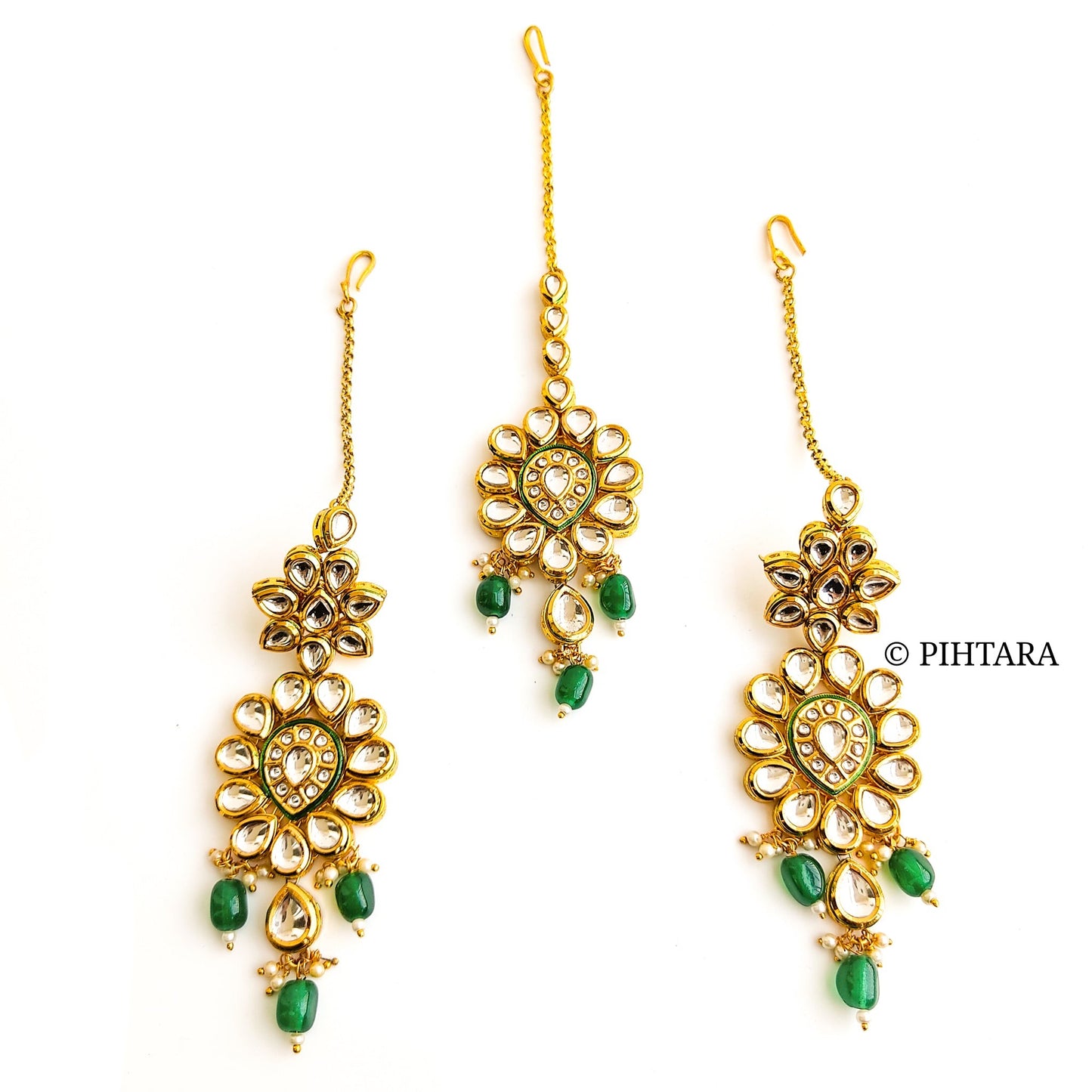 Bridal kundan necklace set with tikka